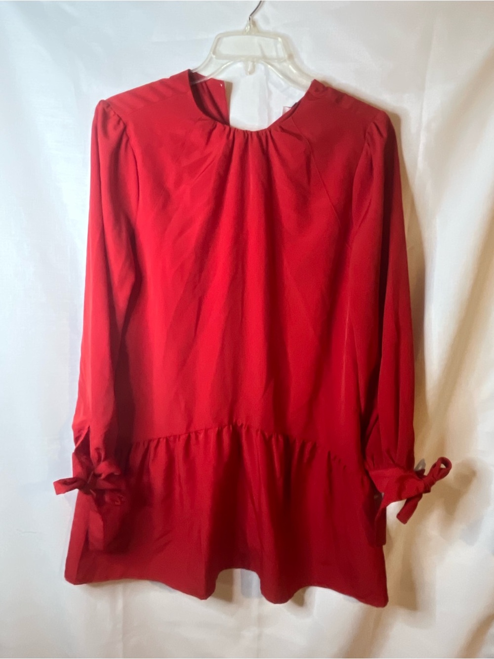 Mud Pie Red Peplum Tunic with Tie Cuffs